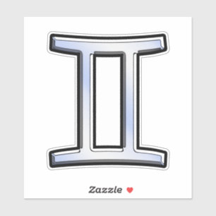 Gemini Zodiac Sign on Chrome Style Print Sticker
