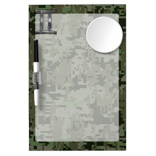 Gemini Zodiac Sign on Green Digital Camouflage Dry Erase Board With Mirror