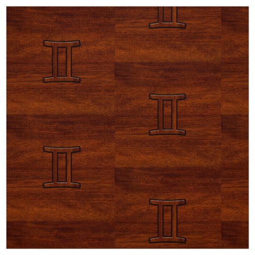 Gemini Zodiac Sign on Mahogany like print Fabric