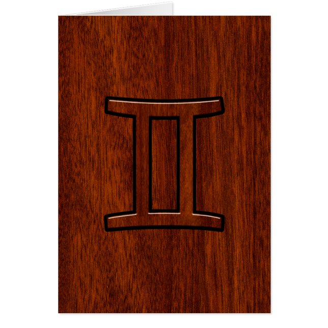 Gemini Zodiac Sign on Mahogany Wood Style (Front)