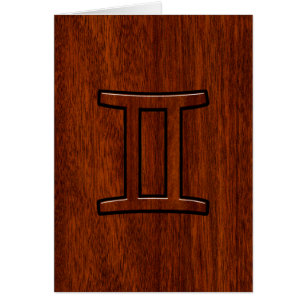 Gemini Zodiac Sign on Mahogany Wood Style Cards