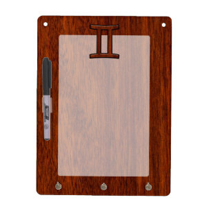 Gemini Zodiac Sign on Mahogany Wood Style Dry-Erase Board