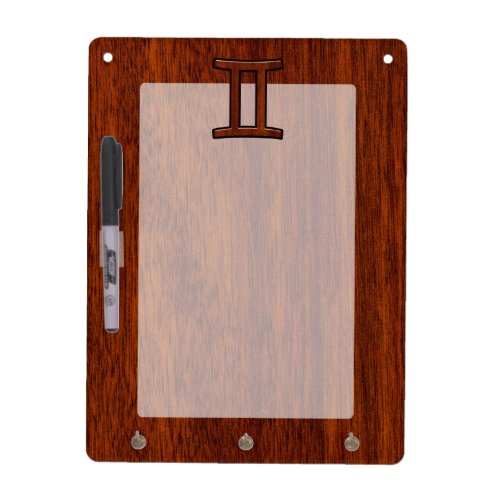 Gemini Zodiac Sign on Mahogany Wood Style Dry_Erase Board