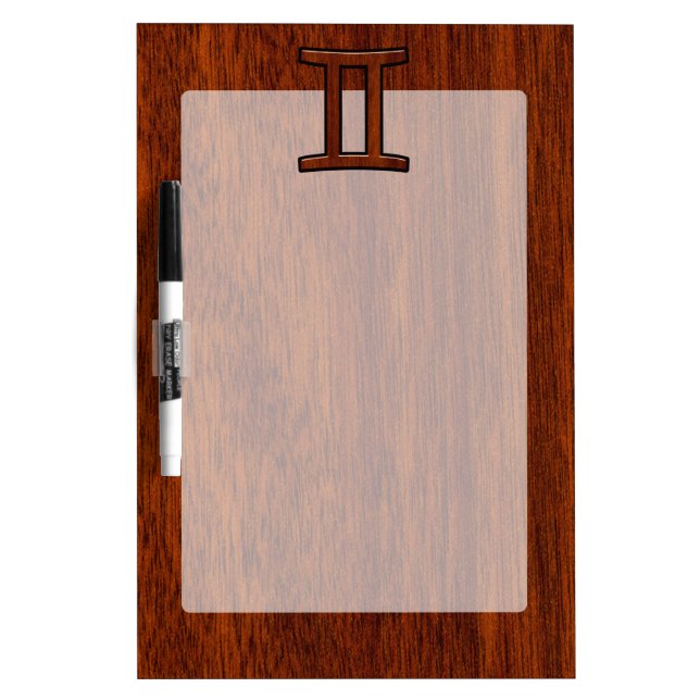 Gemini Zodiac Sign on Mahogany Wood Style Dry-Erase Board (Front)