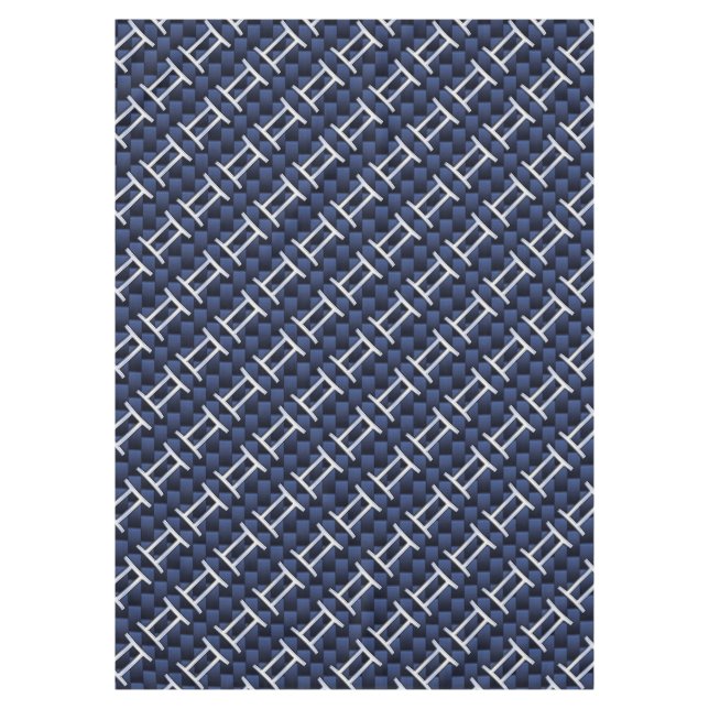 Gemini Zodiac Sign on Navy Blue Carbon Fiber Print Tablecloth (Front)