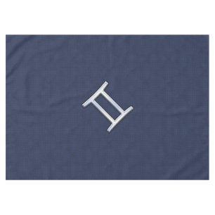 Gemini Zodiac Sign on Navy Blue Carbon Fiber Print Tablecloth