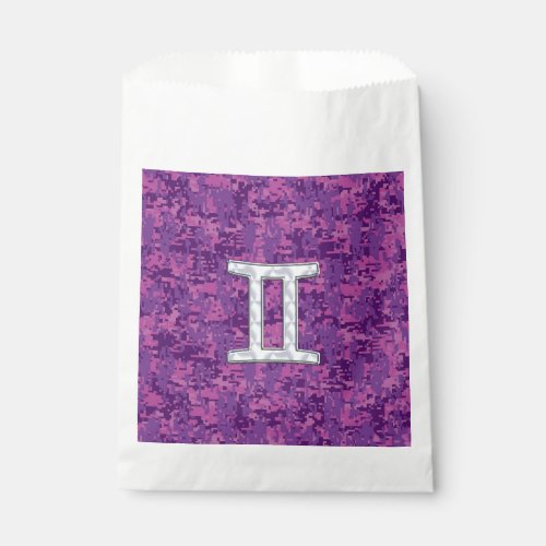 Gemini Zodiac Sign on Pink Digital Camo Favor Bag