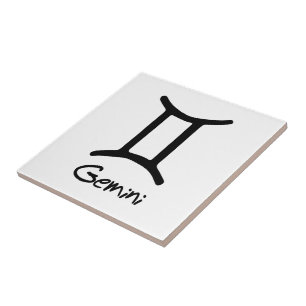 Gemini Zodiac Sign on White Background Ceramic Tile