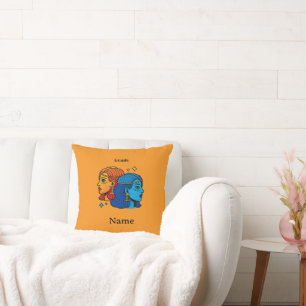 Gemini Zodiac Sign Pop Art - Retro Celestial Twins Throw Pillow