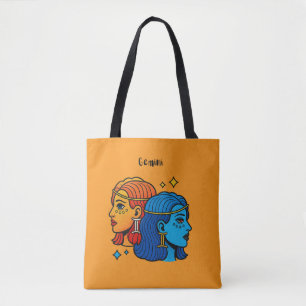 Gemini Zodiac Sign Pop Art - Retro Celestial Twins Tote Bag