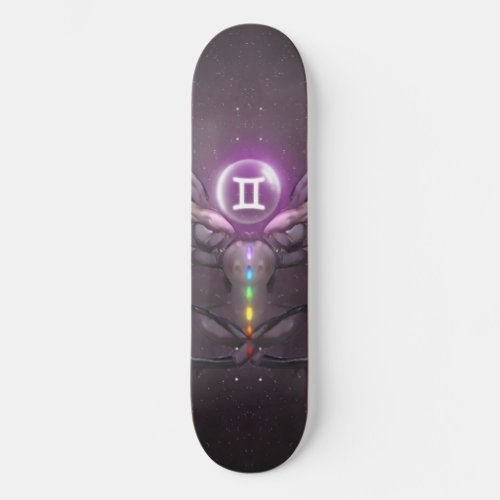 Gemini Zodiac Sign Seven Chakras Skateboard