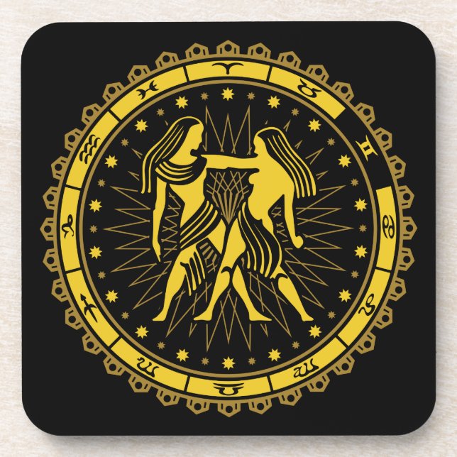 Gemini - Zodiac Sign - Symbol - Horoscope Beverage Coaster (Front)