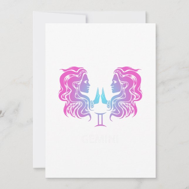 Gemini Zodiac Sign The Twins Design Birthday Gift Invitation (Front)