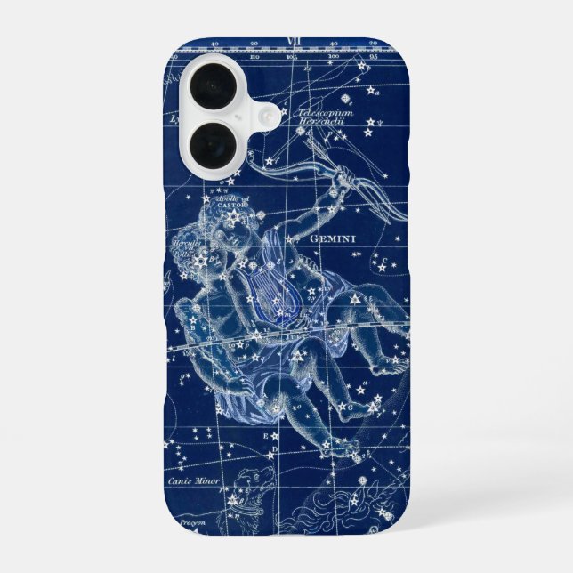 Gemini Zodiac Sign Vintage Illustration iPhone Case (Back)