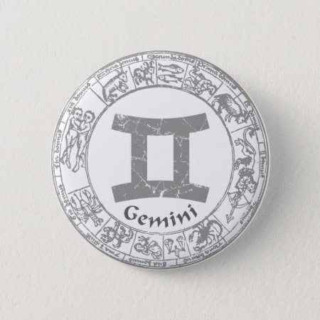 Gemini Zodiac Sign Vintage Pinback Button