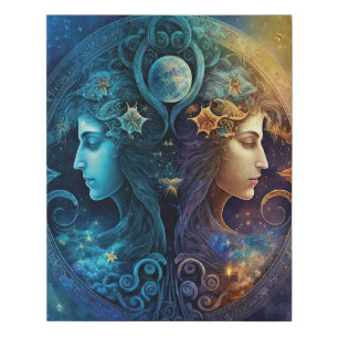 Gemini Zodiac Sign Watercolor Design