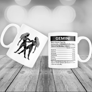 Gemini Zodiac Sign with Nutrition Facts, Giant Coffee Mug
