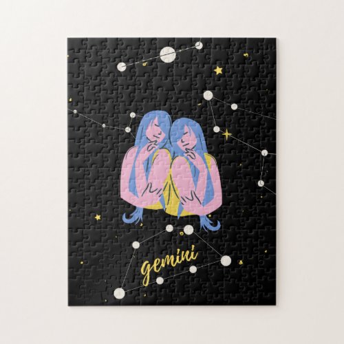 Gemini Zodiac Sing in space Jigsaw Puzzle