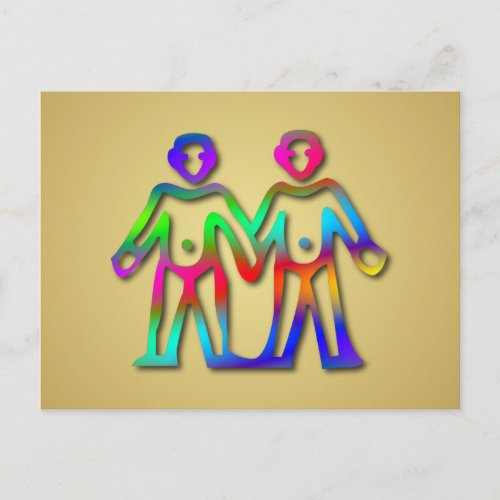 Gemini Zodiac Star Sign Color Line Postcard