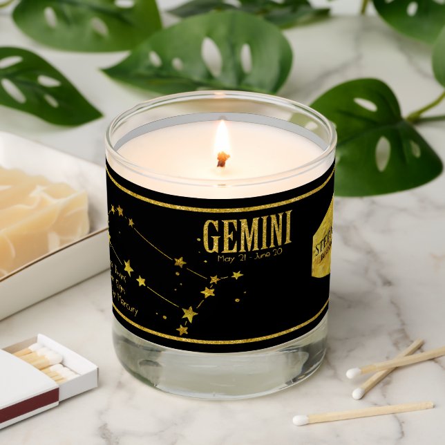 Gemini Zodiac Star Sign Personalized Scented Candle (Lit)