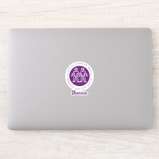 Gemini Zodiac Star Sign Traits Purple Sticker (Computer)