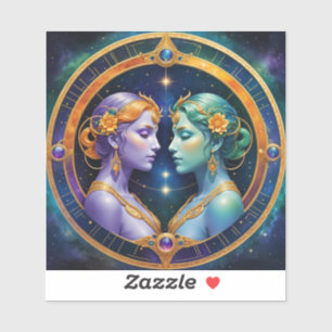 Gemini Zodiac Stickers, Celestial Zodiac Sticker