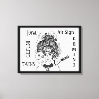 Gemini Zodiac Symbol and Sign Framed