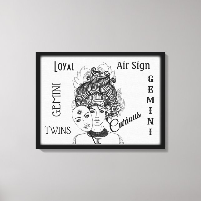 Gemini Zodiac Symbol and Sign Framed (Front)
