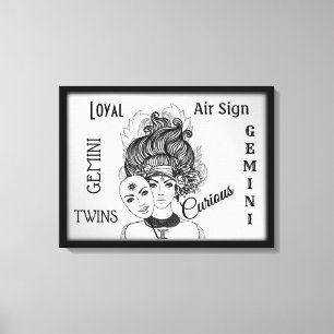 Gemini Zodiac Symbol and Sign Framed