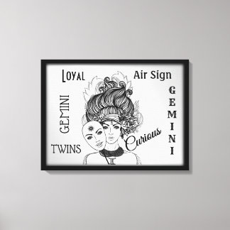 Gemini Zodiac Symbol and Sign Framed