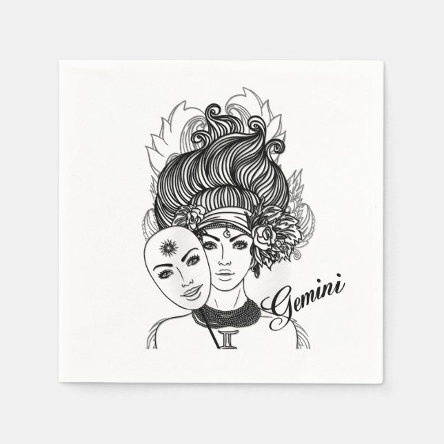 Gemini Zodiac Symbol and Sign Napkins (Front)