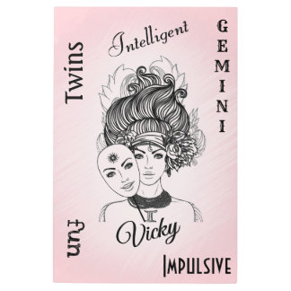 Gemini Zodiac Symbol and Sign Pink Custom Text