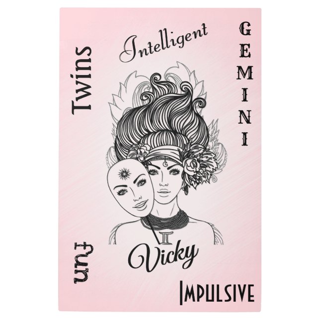 Gemini Zodiac Symbol and Sign Pink Custom Text (Front)