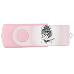 Gemini Zodiac Symbol and Sign Pink Flash Drive