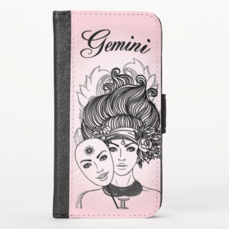 Gemini Zodiac Symbol and Sign Pink iPhone XS Wallet Case