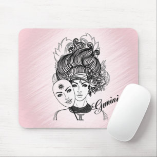 Gemini Zodiac Symbol and Sign Pink Mouse Pad