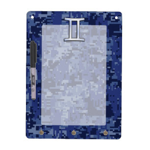 Gemini Zodiac Symbol Blue Digital Camouflage Dry Erase Board