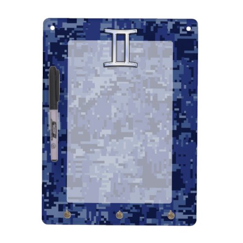 Gemini Zodiac Symbol Blue Digital Camouflage Dry Erase Board