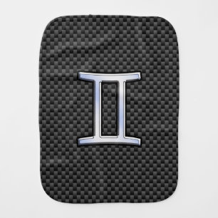 Gemini Zodiac Symbol Charcoal Carbon Fiber Print Baby Burp Cloth