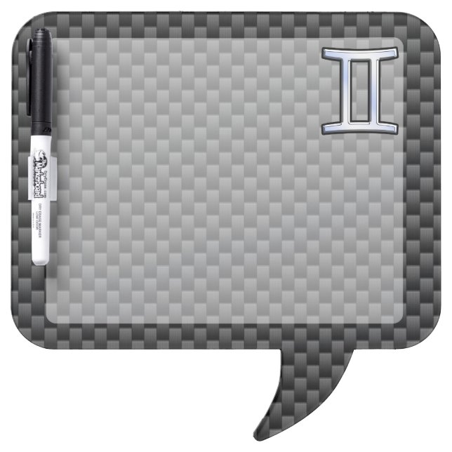 Gemini Zodiac Symbol Charcoal Carbon Fiber Print Dry Erase Board (Front)