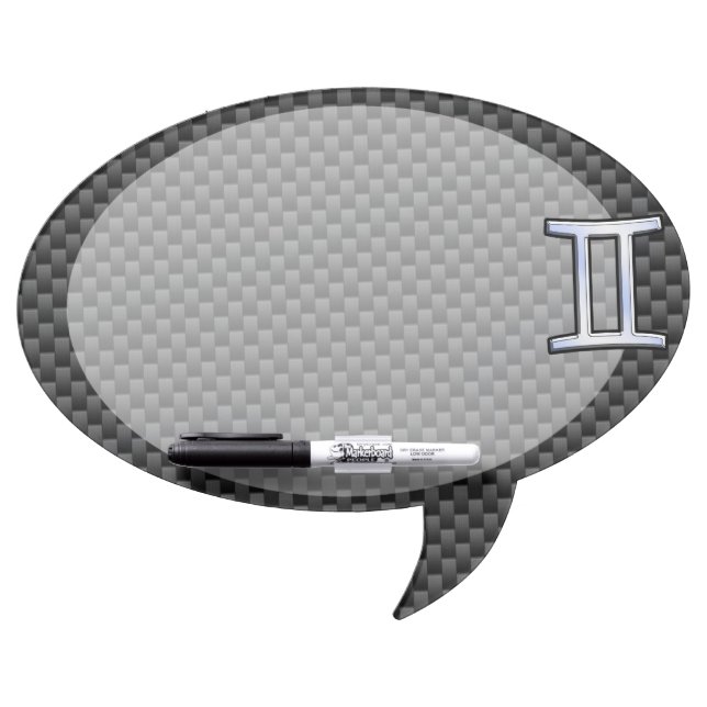 Gemini Zodiac Symbol Charcoal Carbon Fiber Print Dry Erase Board (Front)