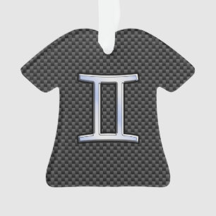 Gemini Zodiac Symbol Charcoal Carbon Fiber Print Ornament