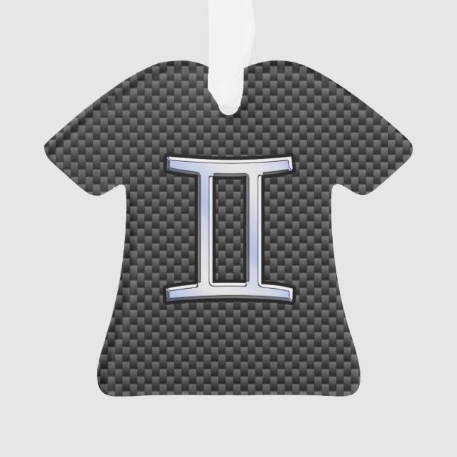 Gemini Zodiac Symbol Charcoal Carbon Fiber Print Ornament (Front)