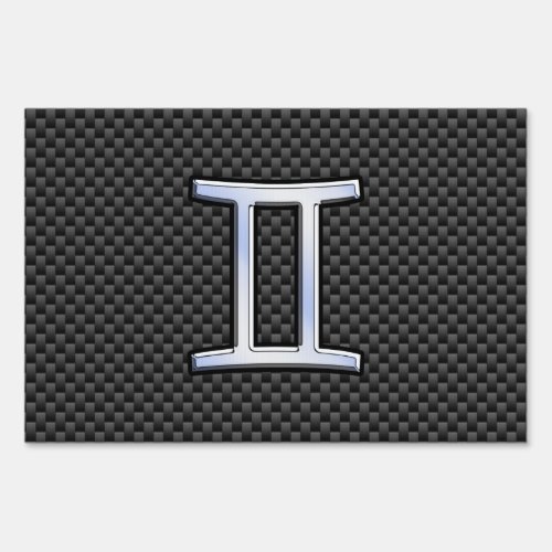 Gemini Zodiac Symbol Charcoal Carbon Fiber Print Yard Sign