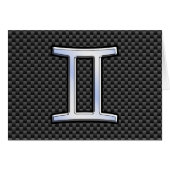 Gemini Zodiac Symbol Charcoal Carbon Fiber Style (Front Horizontal)