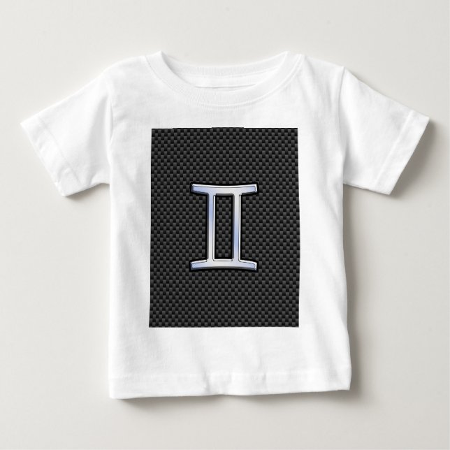 Gemini Zodiac Symbol Charcoal Carbon Fiber Style Baby T-Shirt (Front)