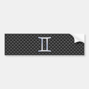 Gemini Zodiac Symbol Charcoal Carbon Fiber Style Bumper Sticker