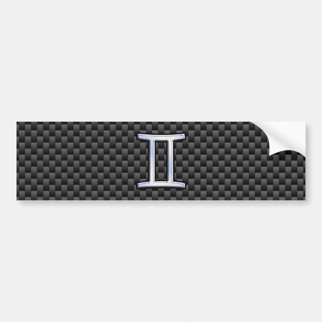 Gemini Zodiac Symbol Charcoal Carbon Fiber Style Bumper Sticker (Front)