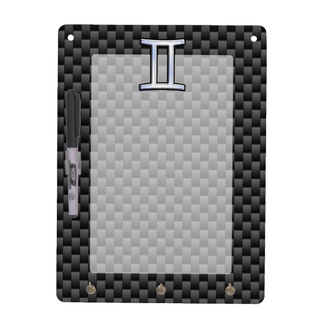 Gemini Zodiac Symbol Charcoal Carbon Fiber Style Dry-Erase Board (Front)