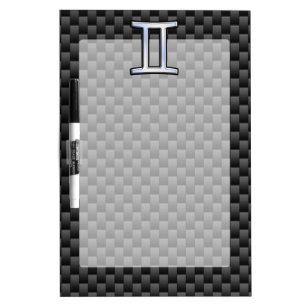Gemini Zodiac Symbol Charcoal Carbon Fiber Style Dry-Erase Board